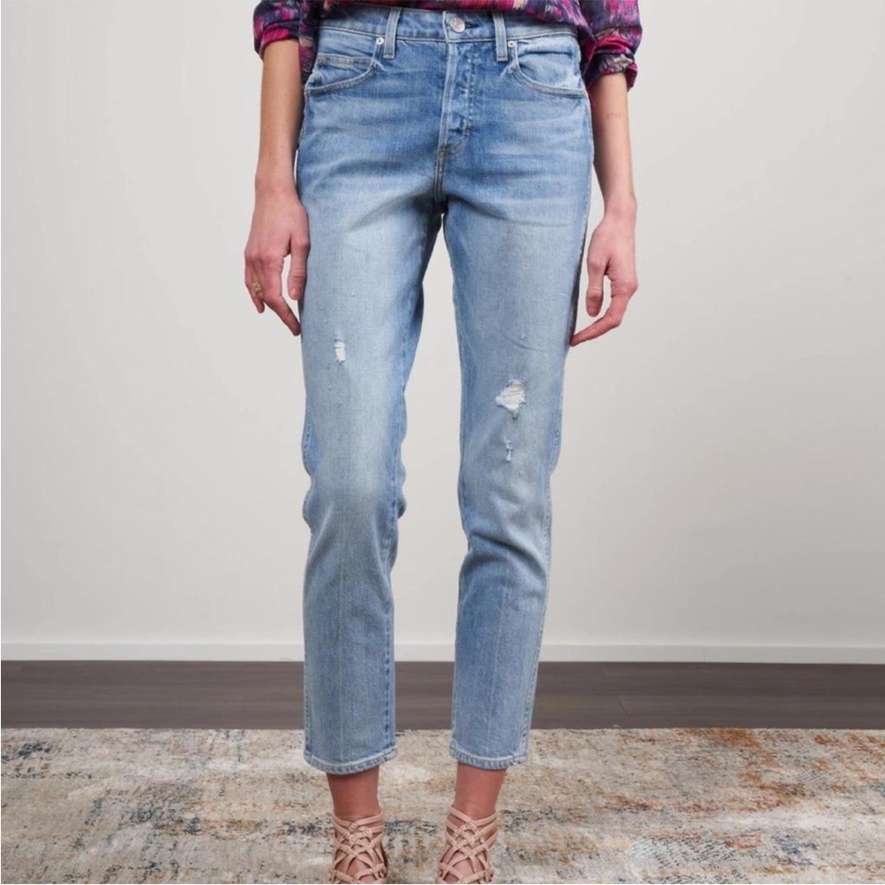 AMO Tomboy Winter Skies Mid-Rise Ankle Crop Slim Boyfriend Jean Sz. 24
